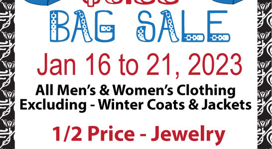 $5.00 Bag Sale – Jan 16 to 21, 2023 - Treasure House - Woman's Board of ...
